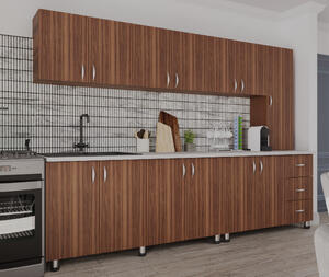 Bucatarie Yustina nuc, 280x43x189cm