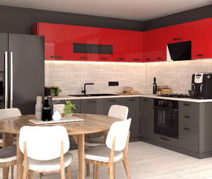 Bucatarie Daria colt V2, Rosu+Antracit