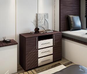 Comoda Maya, 120x45x86cm, wenge/acril alb Comoda Maya, 120x45x86cm, wenge/acril alb