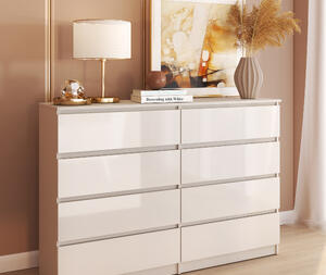 Comoda ARIA 8 sertare, 120x40x97cm, Alb