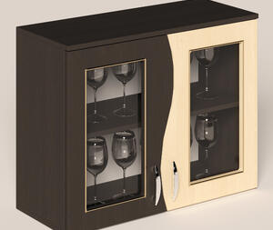 Corp superior PAULA , 80 geam, wenge / mesteacan