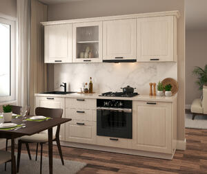 Bucatarie ATHENA 2.44 MDF, 244x223x60cm, lemn alb