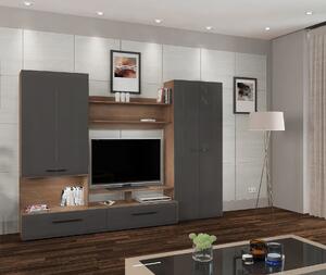 Living Verona Nuc+Antracit, 279x45x200cm