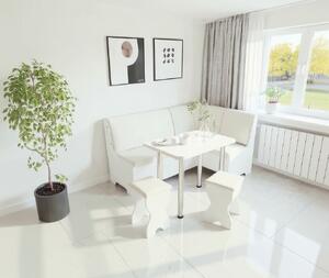 Set coltar bucatarie Tunis ,cu masa si 2 tabureti Alb+Fildes