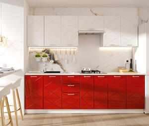 BUCATARIE BOSTON 2.6M MDF ALB/ROSU