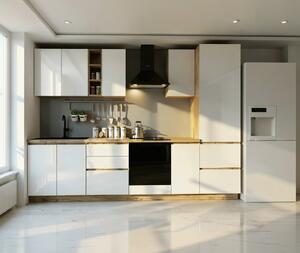 Bucatarie Chelsea stejar k003/ Alb 300x60x215 cm