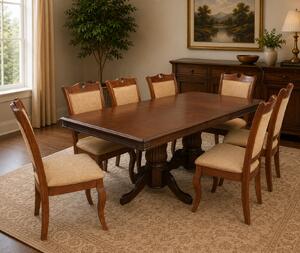 Set masa RH7132 cu 8 scaune RH8100 Dirty Oak 160x100x77 cm