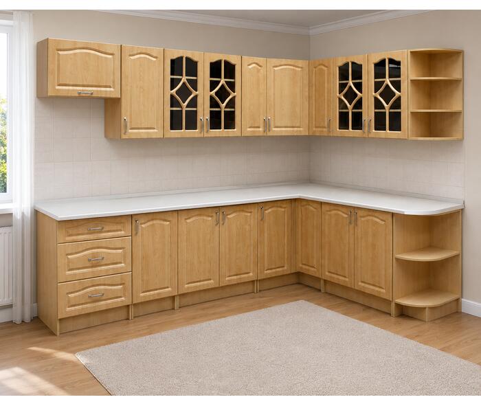 Bucatarie Olea pe colt MDF mesteacan,ua 270x60x200cm {{ heading_title }}