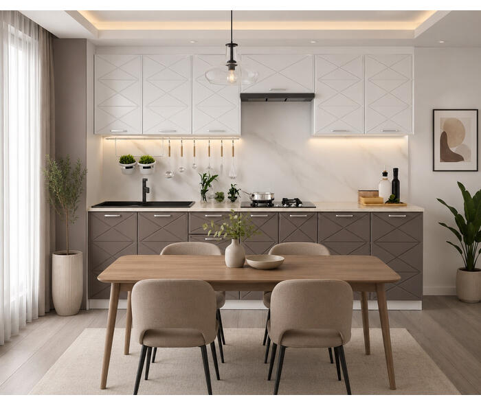 BUCATARIE BOSTON 2.6M MDF ALB/CIOCOLATA {{ heading_title }}