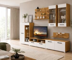 Living Nensi 3 stejar auriu+alb 280x47x200cm