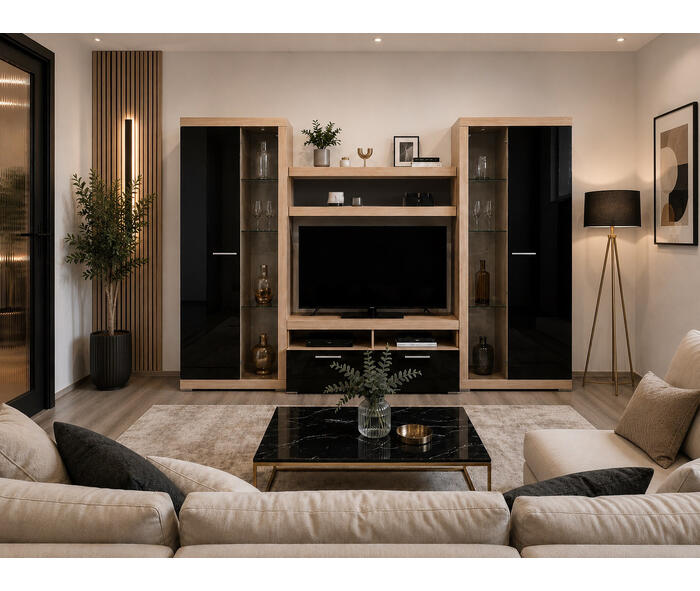 LIVING SONATA SONOMA+NEGRU, 280x43x197cm {{ heading_title }}