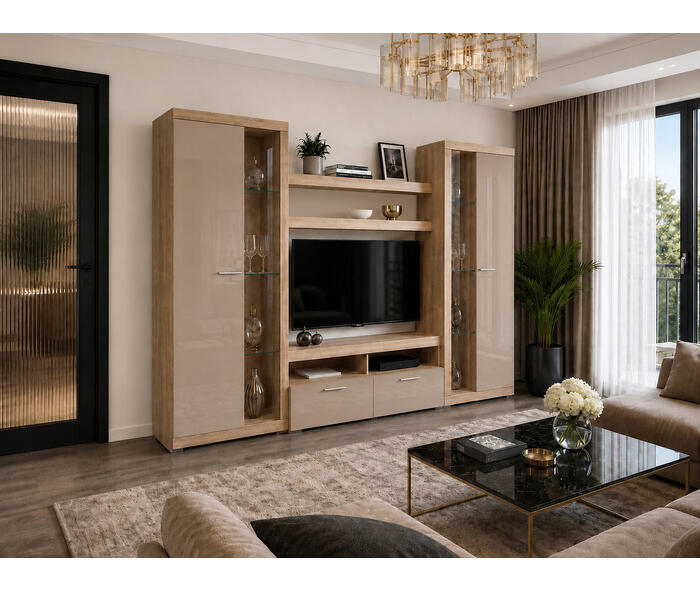 LIVING SONATA SONOMA+CAPPUCCINO, 280x43x197cm {{ heading_title }}