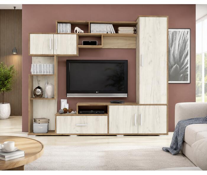 Set mobila living Pekin ro 210x40x179 cm, k003/k001 stejar {{ heading_title }}